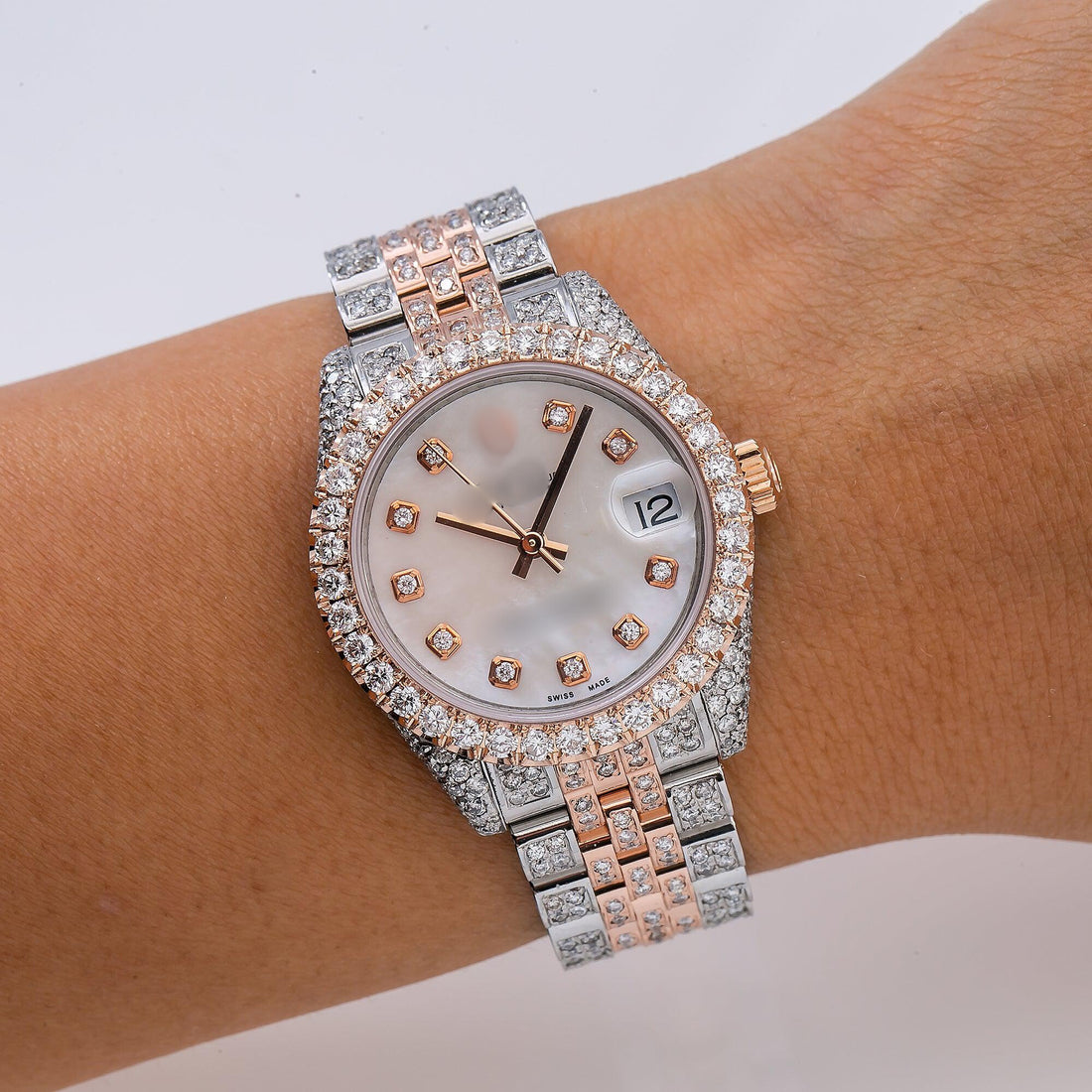 Moissanite Luxury Watch  31MM White Diamond Dial With 11.25 CT Diamonds