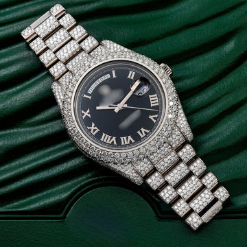 Luxury Vibes Moissanite Watch 41MM Black Diamond Dial With 17.75 CT Diamonds