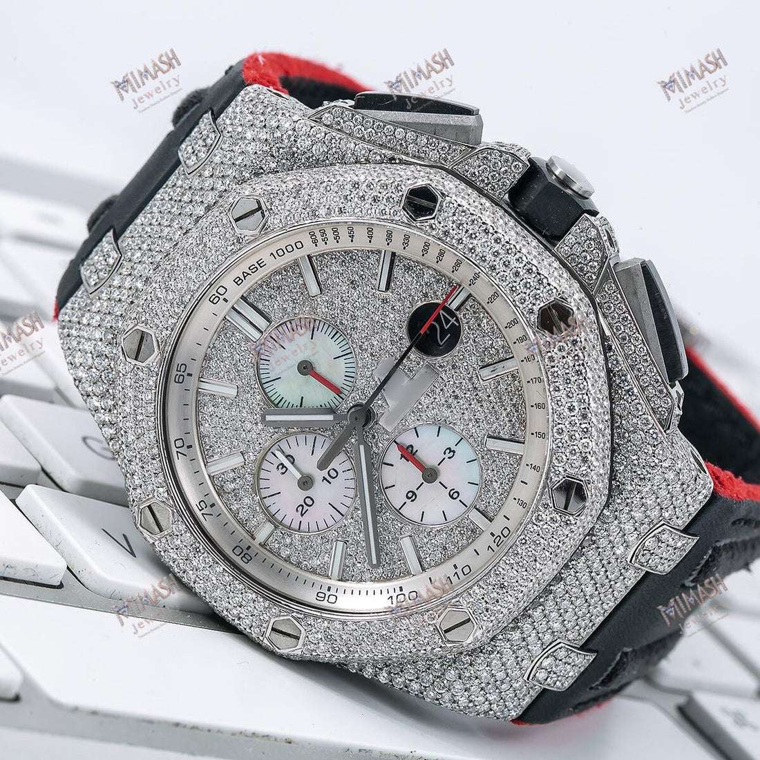 Elegant Moissanite Watch Silver Diamond Dial With Leather Bracelet