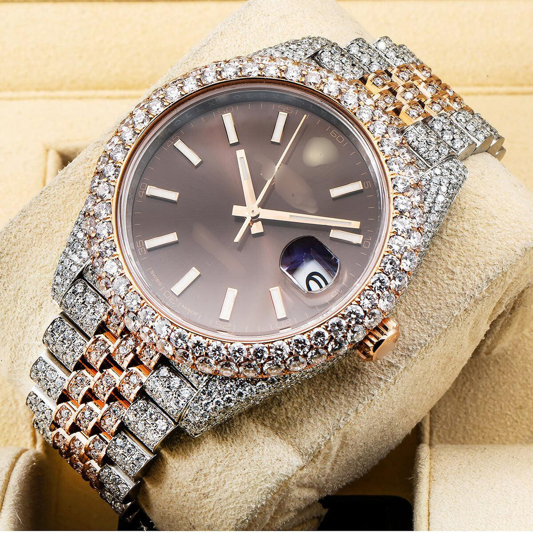 PrestigeGlow Watch 36MM Chocolate Dial With 22.75 CT Diamonds