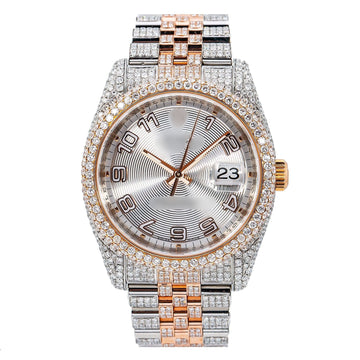 Fire Cut Moissanite Watch 36MM Silver Dial With 13.25 CT Diamonds