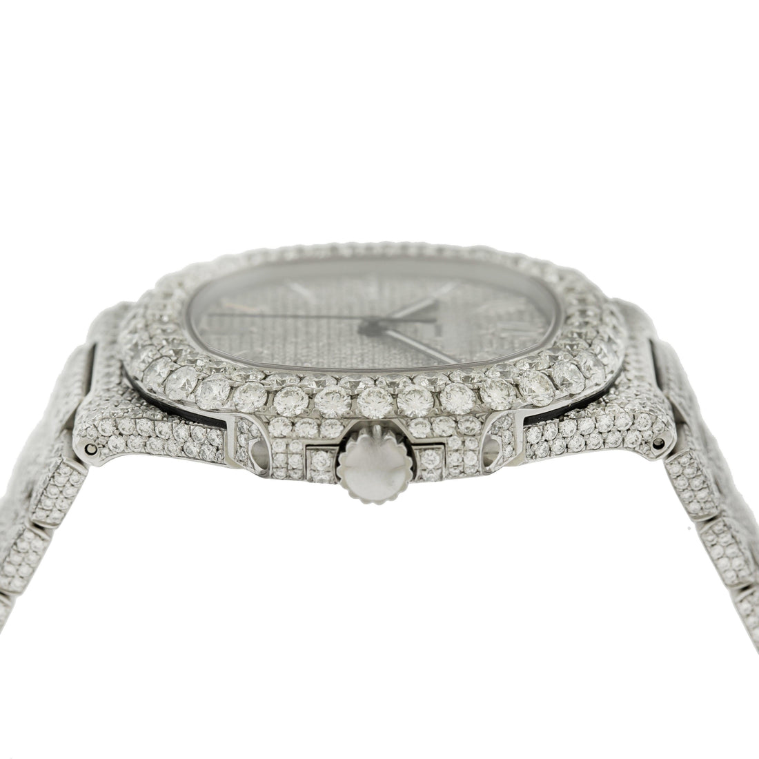White Gold Moissanite Watch 40mm With 21.50CT Diamonds