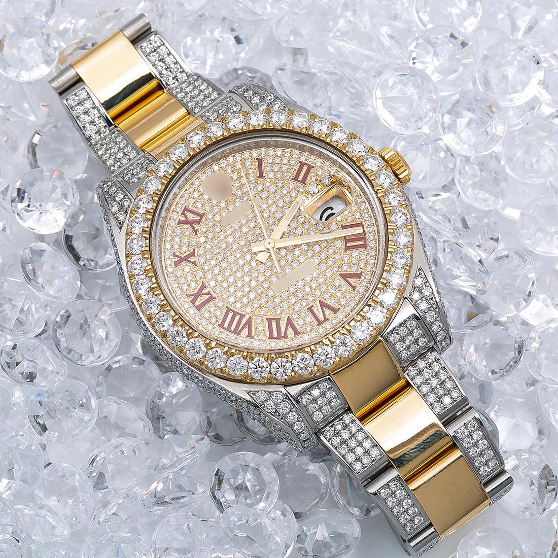 Firestone Moissanite Watch 41mm Champagne Diamond Dial With 11.75 CT Diamonds