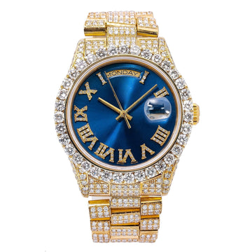 The Sparkle Syndicate Watch 36MM Blue Diamond Dial With 9.25 CT Diamonds