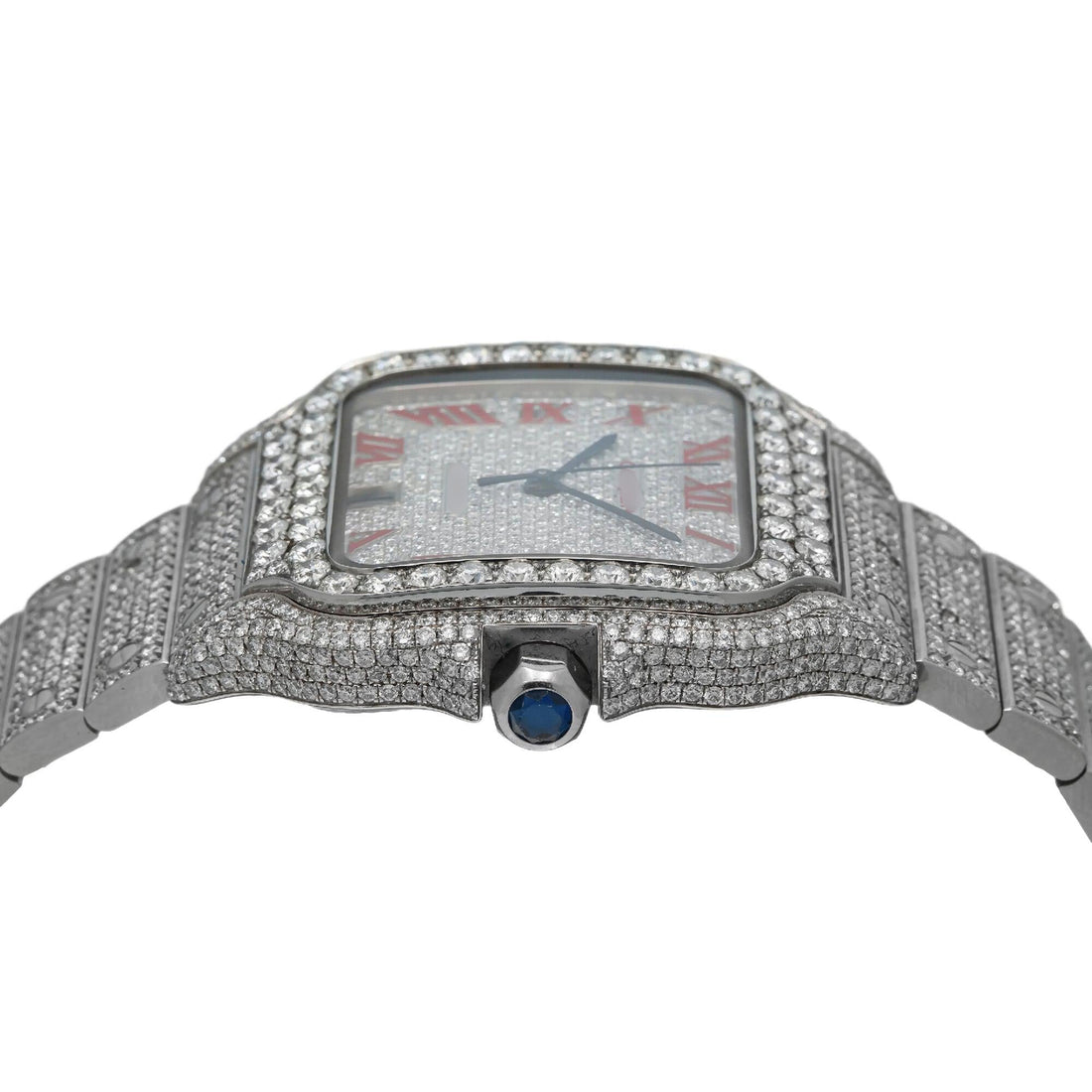 Moissanite Glow Watch  35MM Diamond Dial With Round Diamond Bezel