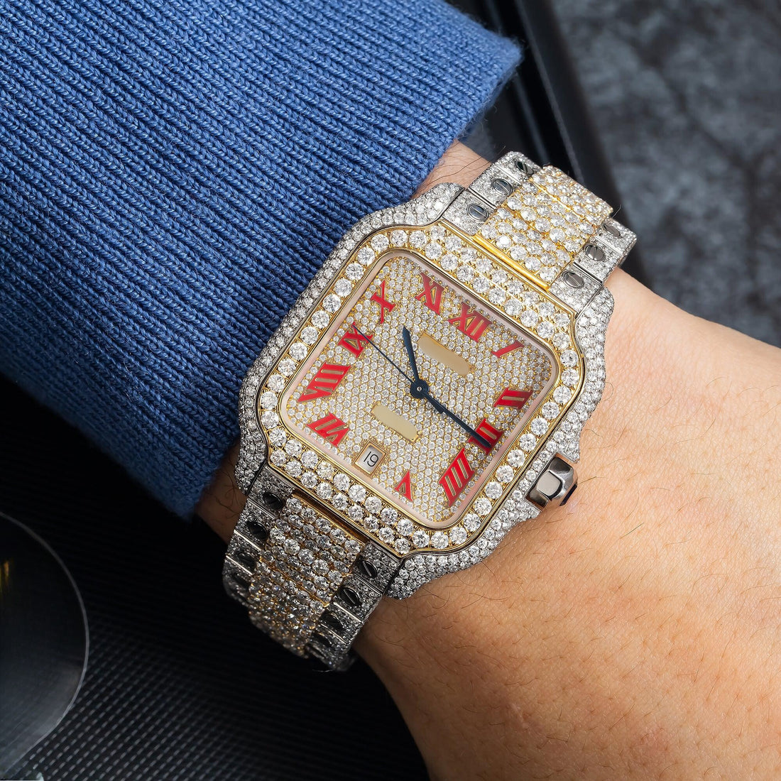Urban Moissanite Diamond Watch 40MM Two Tone Yellow Gold Diamond Dial With 18.75 CT Diamonds