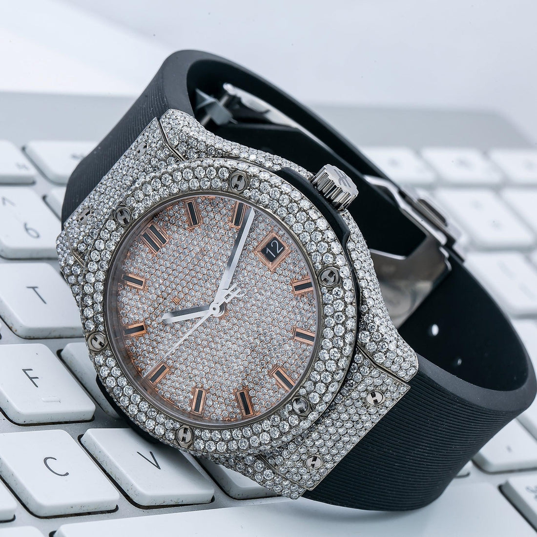 Gravity Luxe Watch 44MM Rose Gold Diamond Dial With 11.25 CT Diamonds