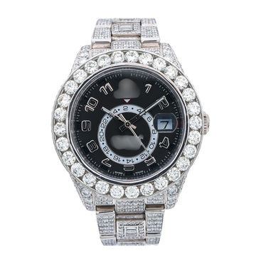 Customizable Moissanite Diamond Watch 42MM Black Dial With 26.22 CT Diamonds