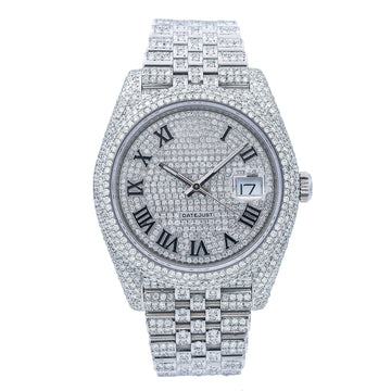 Moissanite Tidal Watch 41MM Silver Diamond Dial With 14.75 CT Diamonds