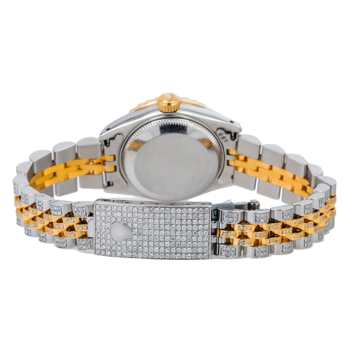Moissanite Watch Gift Set 26MM Black Diamond Dial And Bezel With Two Tone Jubilee Bracelet