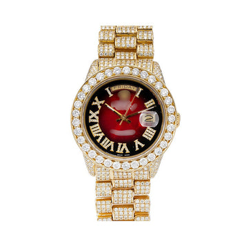 Moissanite Blingstorm Watch 36MM Red Diamond Dial With 23.75 CT Diamonds