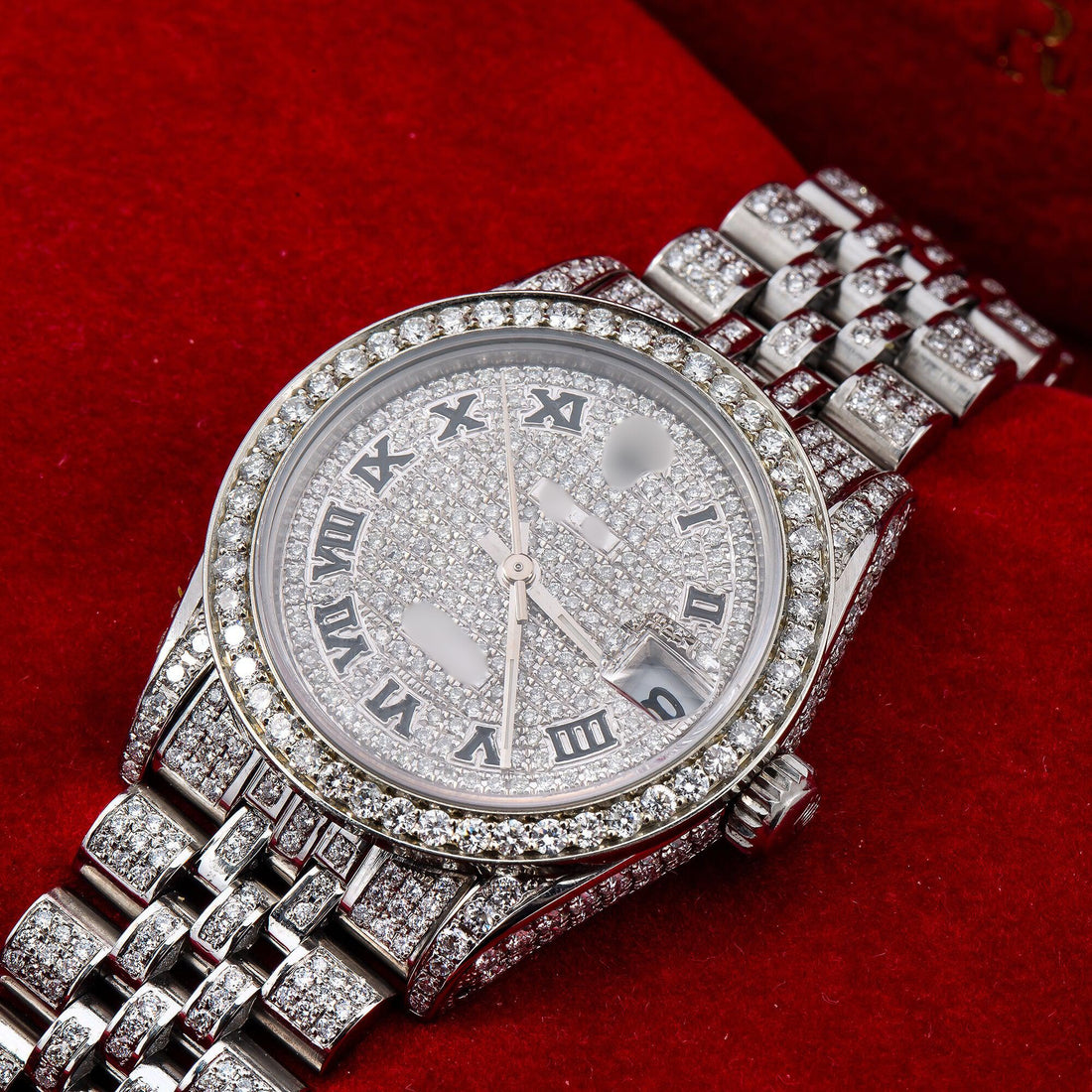 Luxury Jet Watch 31mm Silver DiamondDial With Stainless Steel Diamond Bracelet Total Of 12ct Diamonds