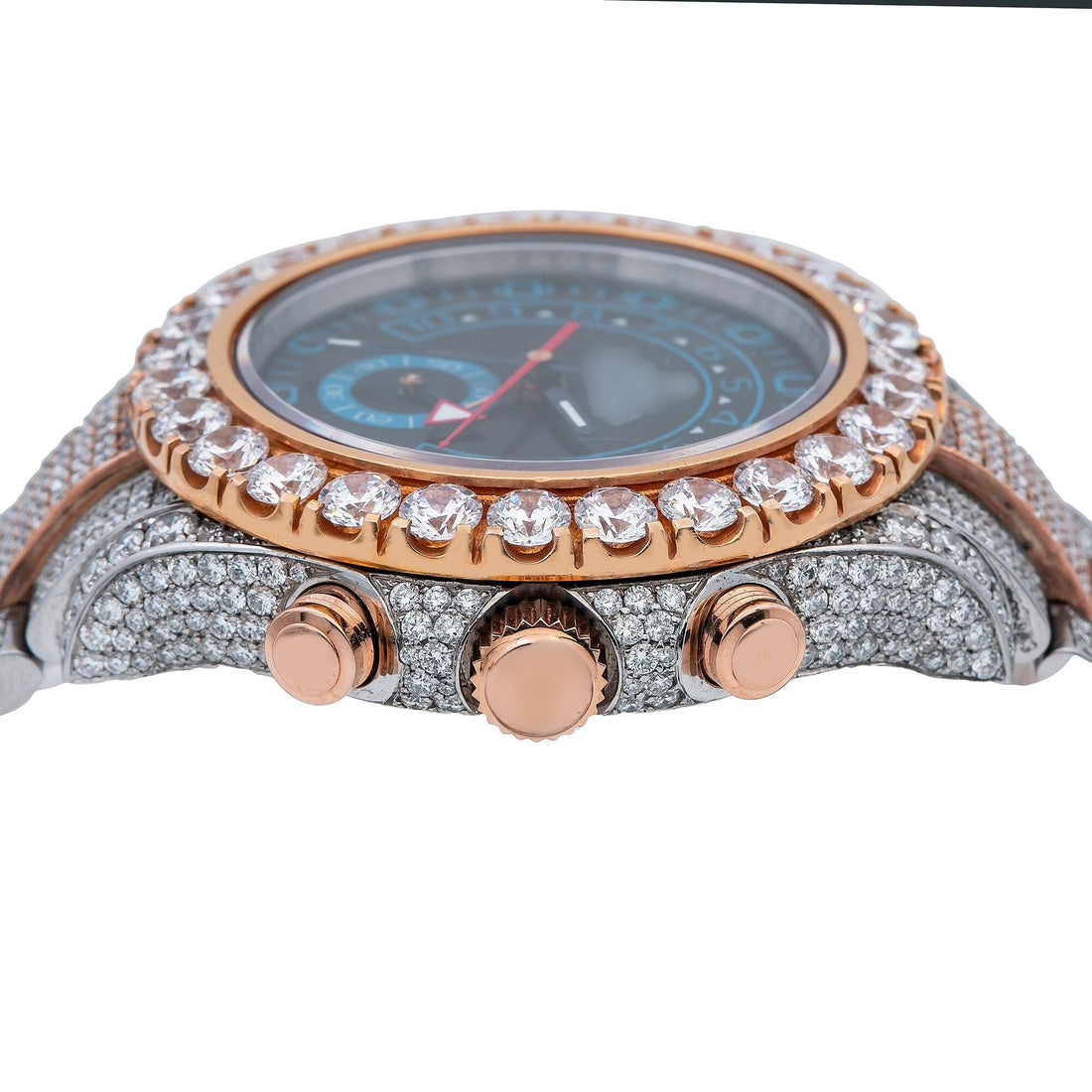 Moissanite Watch with Roman Dial 44MM Blue Dial With 17.50 CT Diamonds