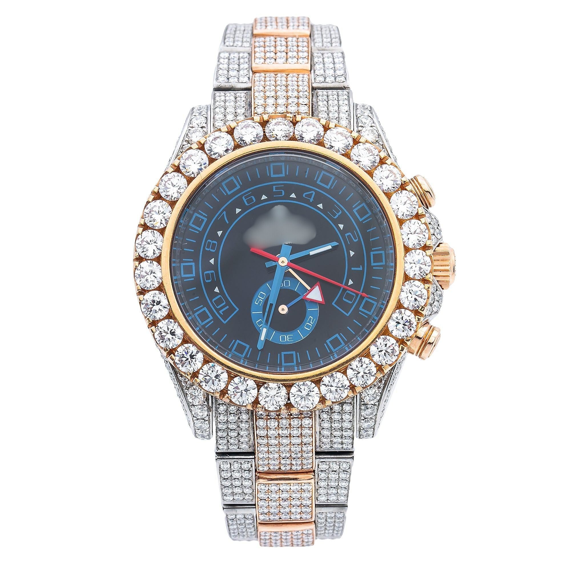 Moissanite Watch with Roman Dial 44MM Blue Dial With 17.50 CT Diamonds