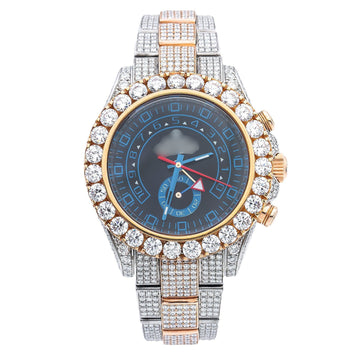 Moissanite Watch with Roman Dial 44MM Blue Dial With 17.50 CT Diamonds
