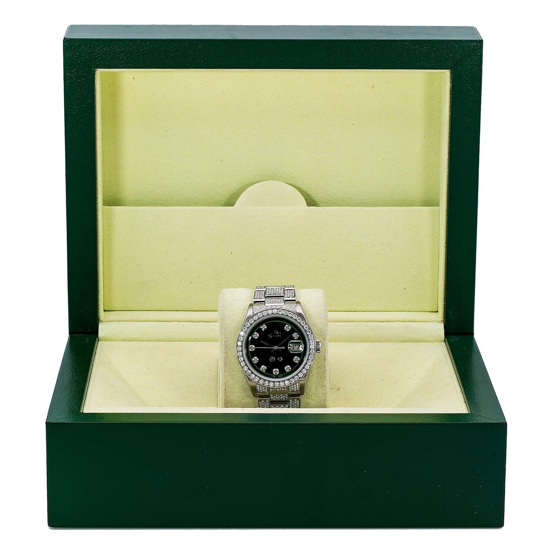 Moissanite Time Luxury Edition 36MM Green Diamond Dial With Stainless Steel Diamond Bracelet