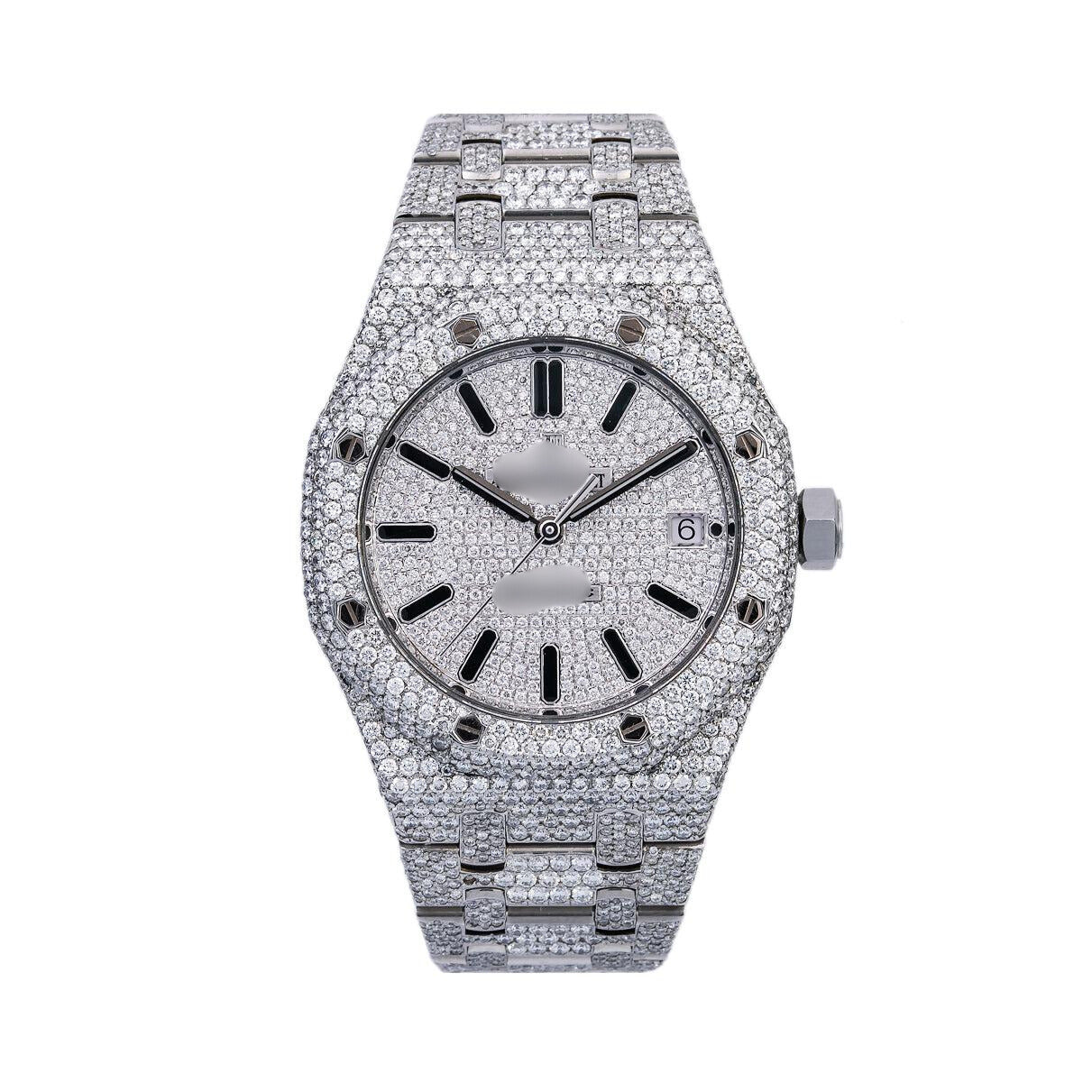Moissanite Fashion Watch 37MM Iced Out With  20.75 CT Diamonds