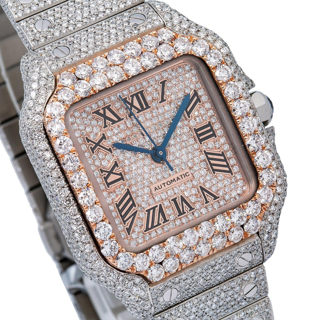 Moissanite Legacy Watch 35MM Rose Gold Diamond Dial With 18.75 CT Diamonds