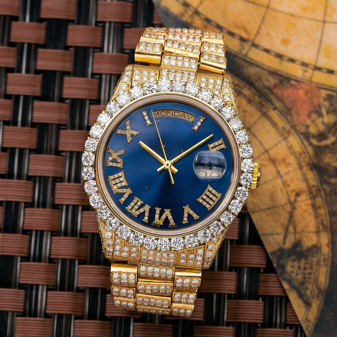 The Sparkle Syndicate Watch 36MM Blue Diamond Dial With 9.25 CT Diamonds