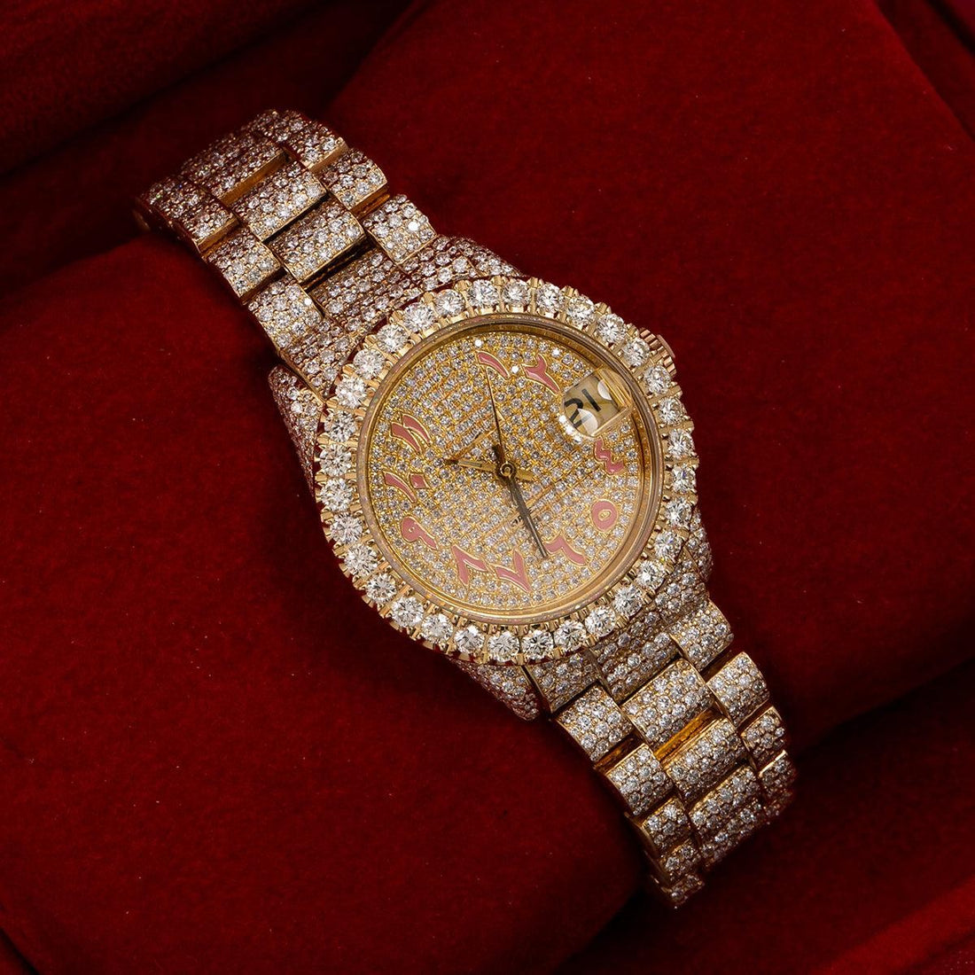 Moissanite Ruler Watch 31mm Champagne Diamond Dial With 12.25 CT Diamonds