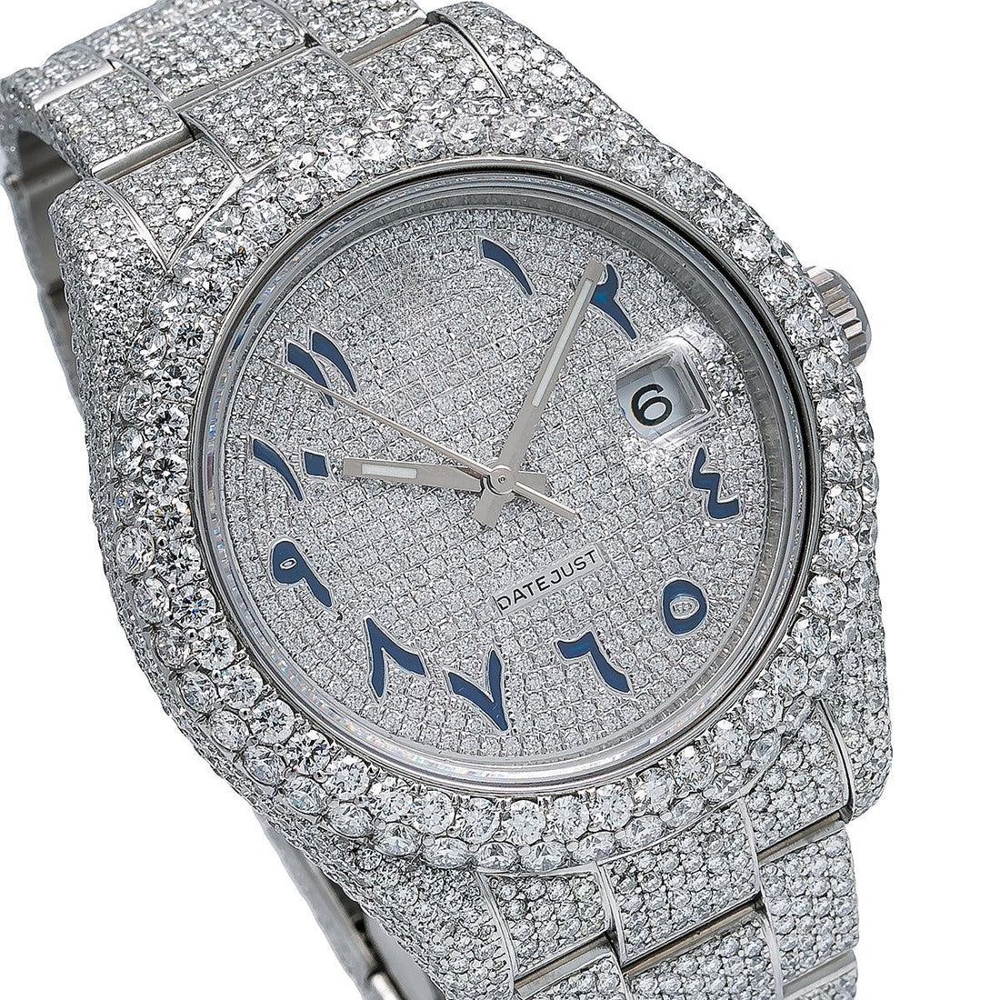 Glacier Glow Moissanite Watch 40mm Silver Diamond Dial With 18.75 CT Diamonds