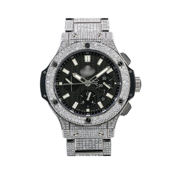 Custom Moissanite Diamond Watch 301.SM 44MM Black Dial With Stainless Steel Bracelet