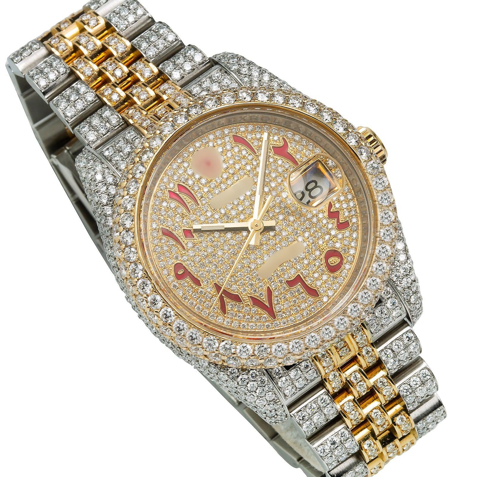 Smart Look Moissanite Watch 36mm Champagne Arabic Numeral Dial With 13.25CT Diamonds Watch