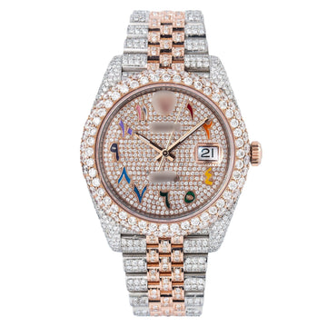 Eye-Catching Moissanite Watch 41MM Rose Gold Diamond Dial With 15.75 CT Diamonds