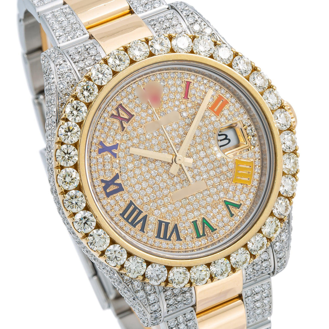 Moissanite Supreme Watch 41mm Champagne Diamond Dial With Two Tone Oyster Bracelet
