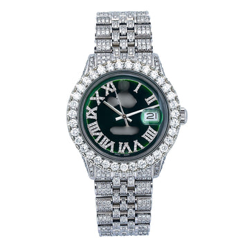 Watch with Moissanite Diamonds 36MM Green Diamond Dial With 9.25 CT Diamonds
