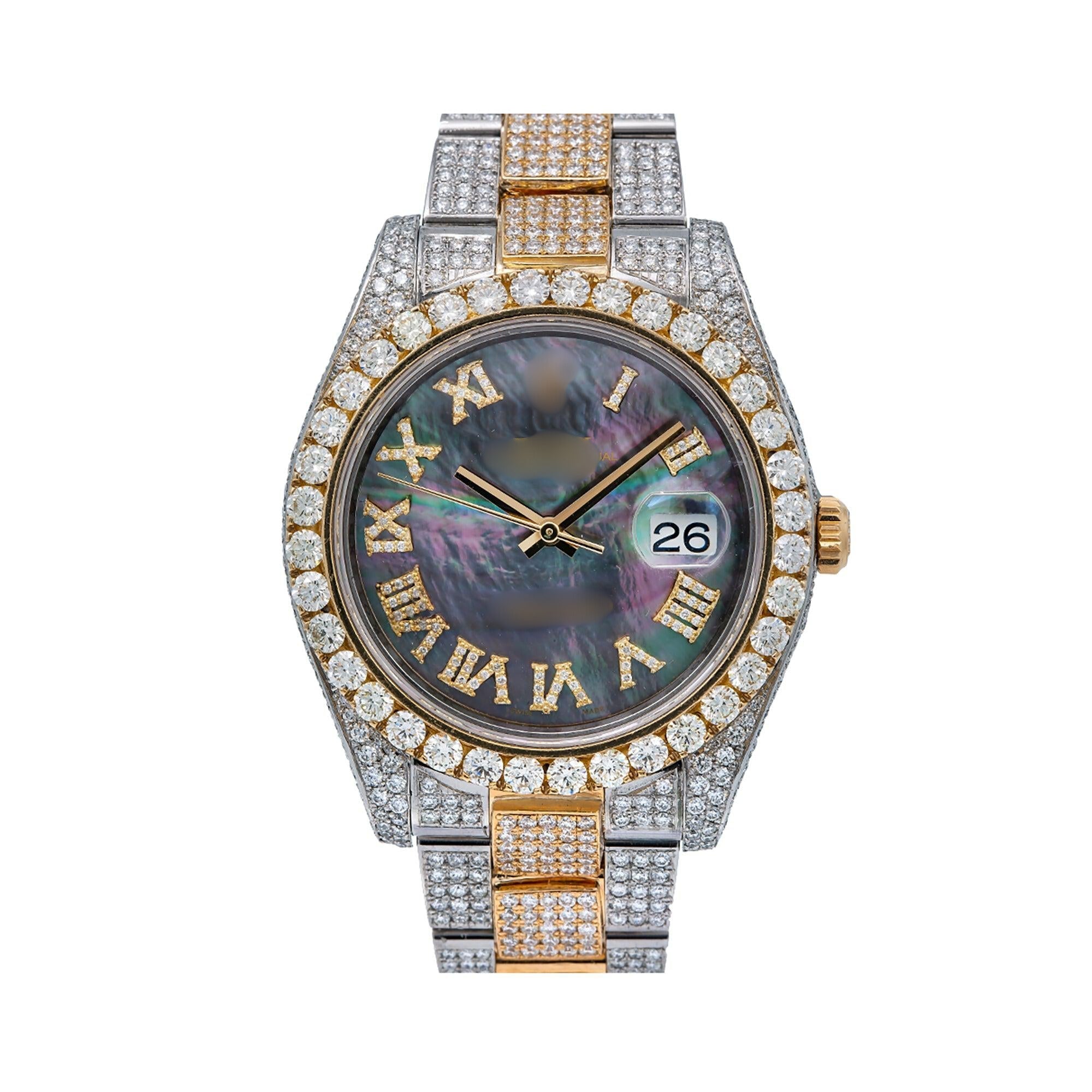 Moissanite Majesty Watch 41mm Mother of Pearl Diamond Dial With 18.75 CT Diamonds