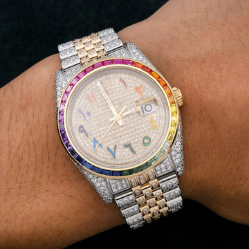 Elite Vision Watch 36MM Champagne Diamond Rainbow Dial With 11.25 CT Diamonds