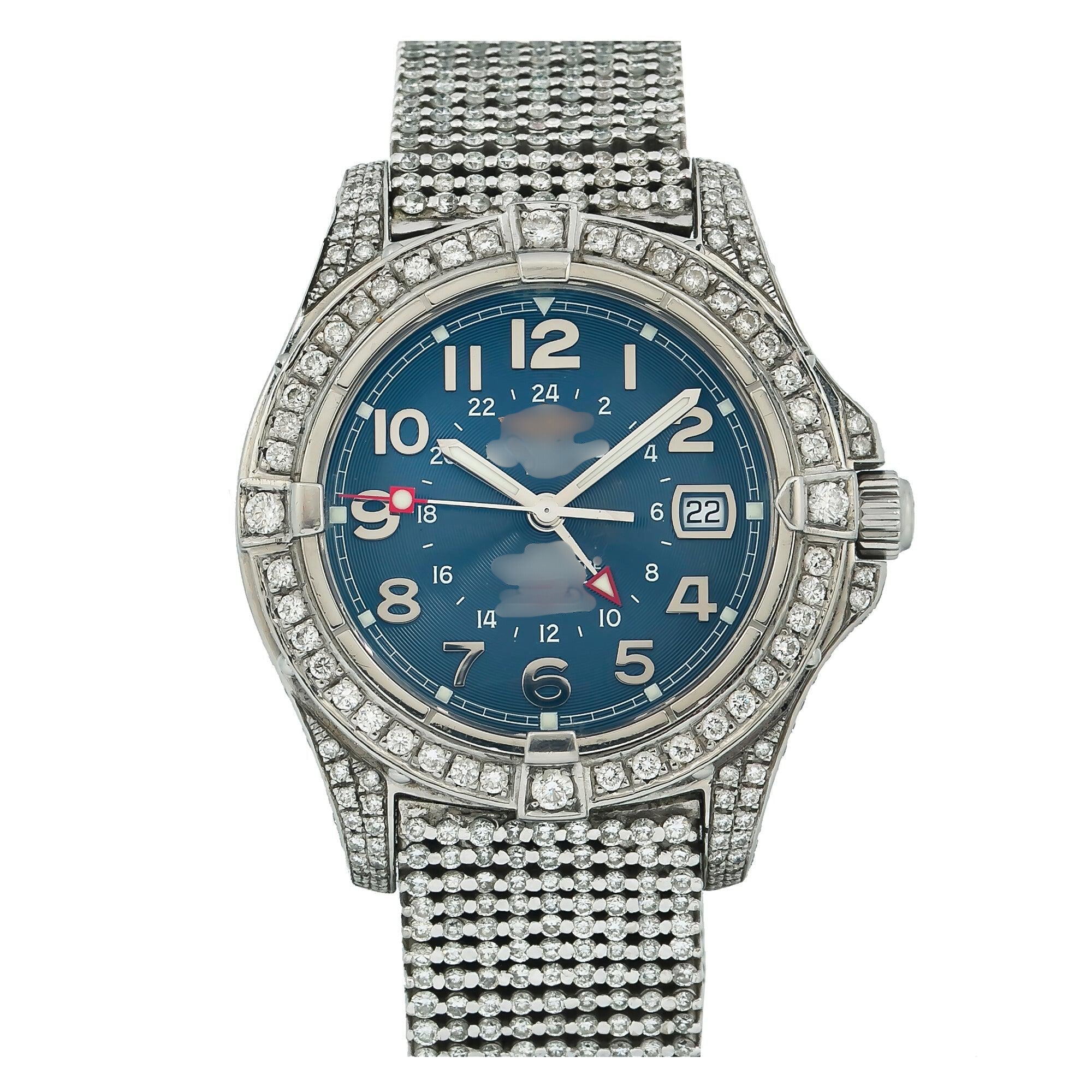 Shine Bright Moissanite Watch 41MM Blue Dial With Diamond Bezel And Bracelet