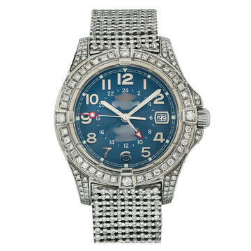 Shine Bright Moissanite Watch 41MM Blue Dial With Diamond Bezel And Bracelet