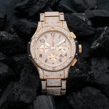 Moissanite Pulse Watch 44MM Rose Gold Diamond Dial With 18.09 CT Diamonds