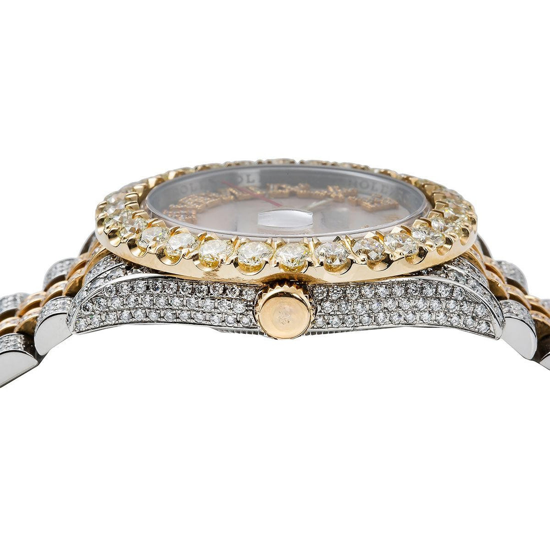 Precision Shine Watch 36mm Light Pink Mother Of Pearl Roman Numeral Dial With 13.75CT Diamonds Watch
