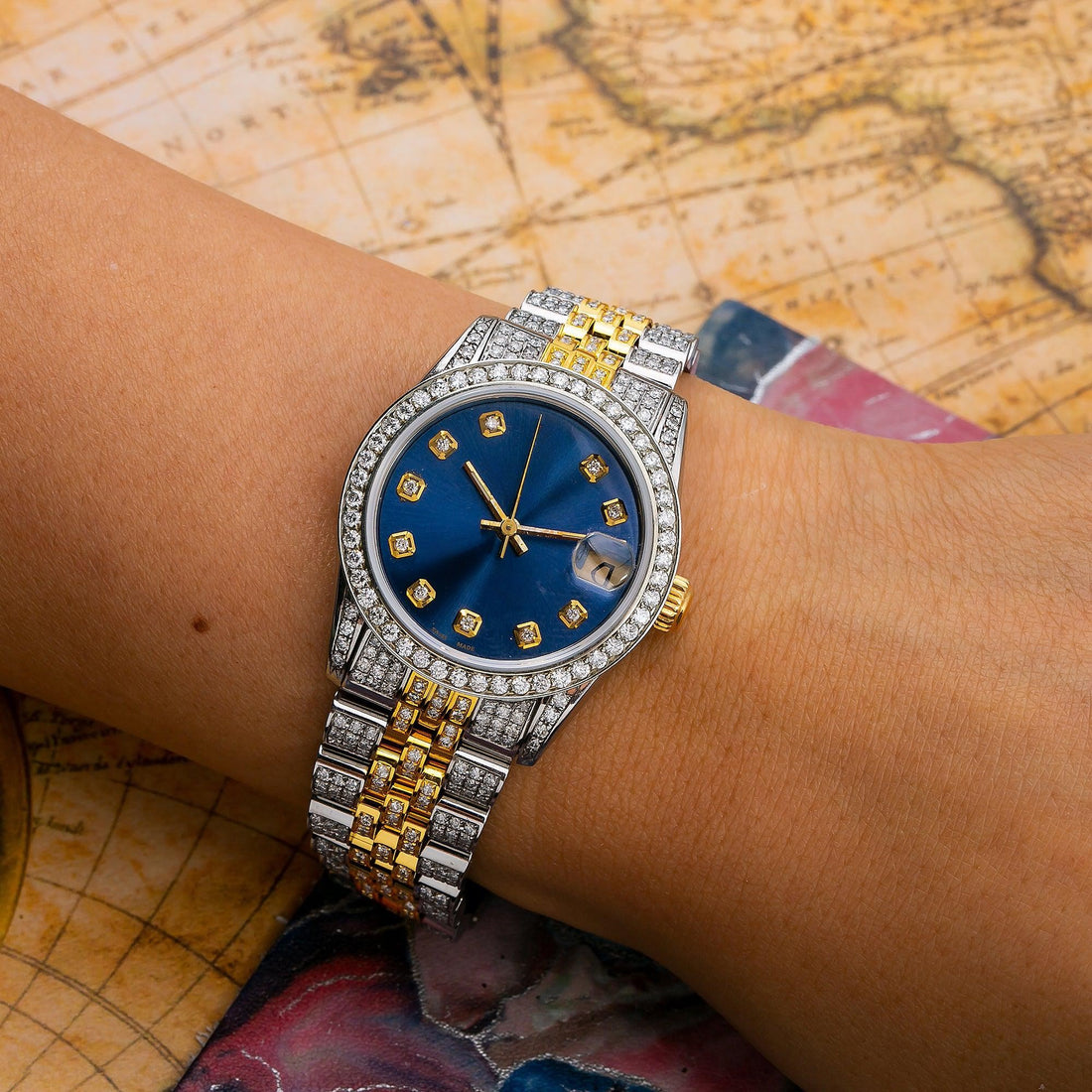 Diamond Dream Watch 31MM Blue Diamond Dial With Two Tone Jubilee Bracelet