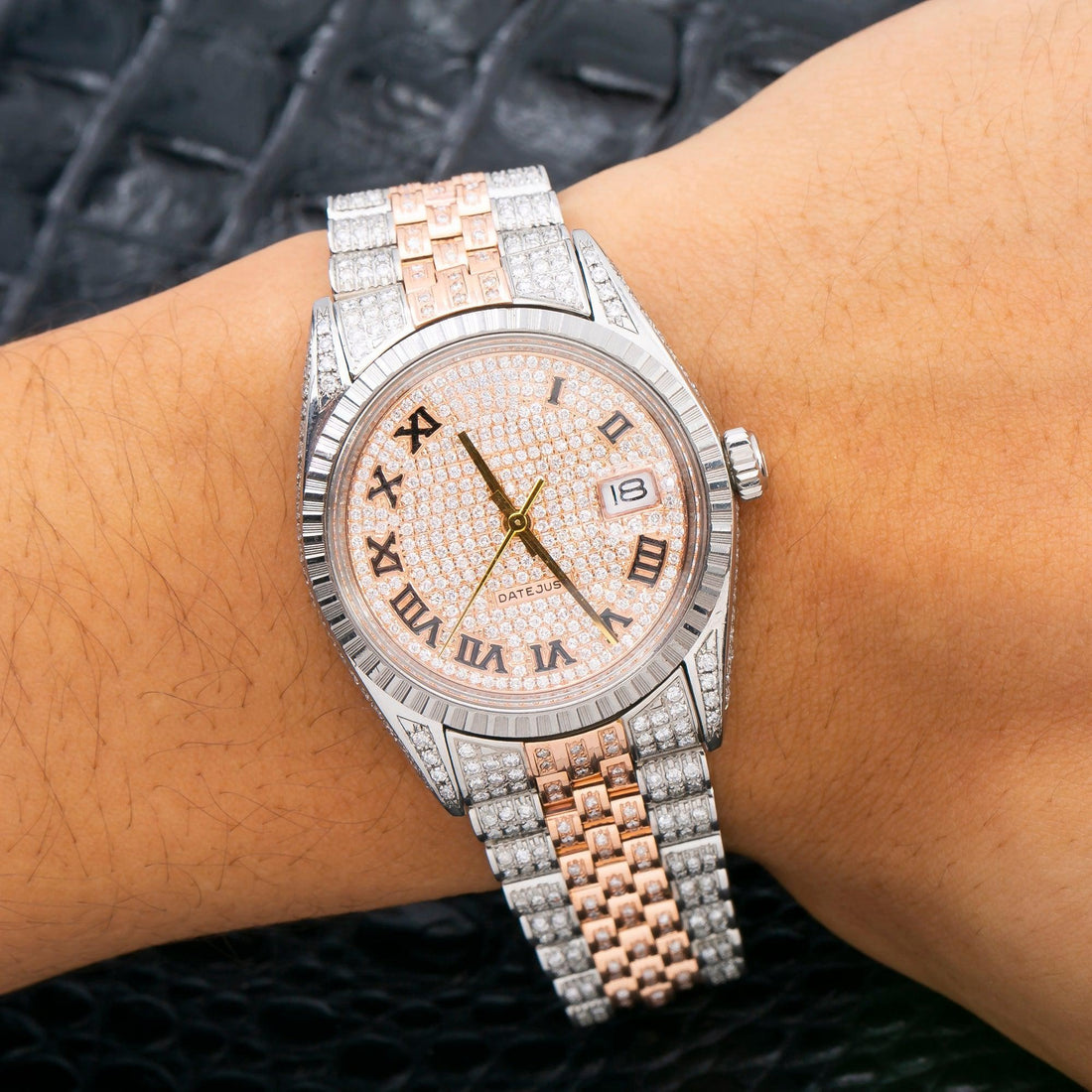 Stealth Shine Moissanite Watch 36MM Pink Diamond Dial With 9.75 CT Diamonds