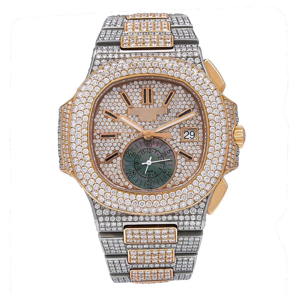 Gold Ice Watch 40.5MM Champagne Diamond Dial With 23.50 CT Diamonds