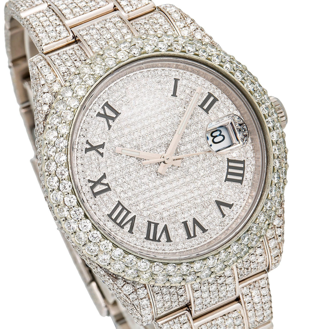 Glow Up Watch 41MM Silver Diamond Dial With Stainless Steel Oyster Bracelet