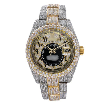 Fire Cut Moissanite Watch 42mm Arabic Numerals Diamond Dial With 25.75 CT Diamonds