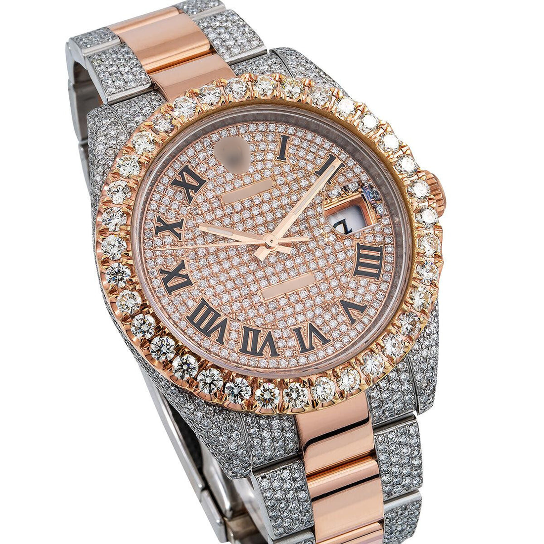 Diamond Dynasty Watch 41mm Champagne Diamond Dial With Two Tone Oyster Bracelet