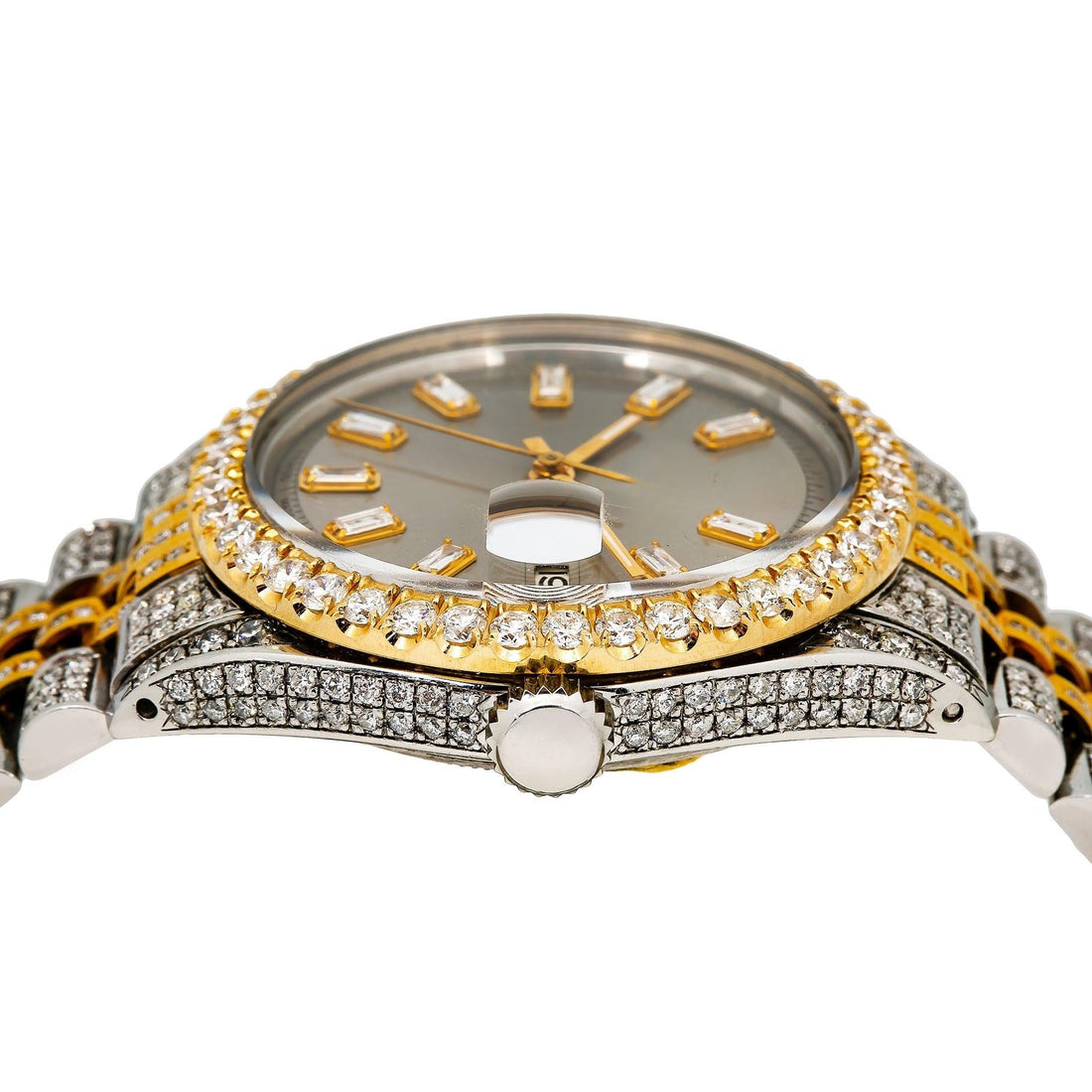 Moissanite Matrix Watch 36MM Gray Diamond Dial With 8.35 CT Diamonds
