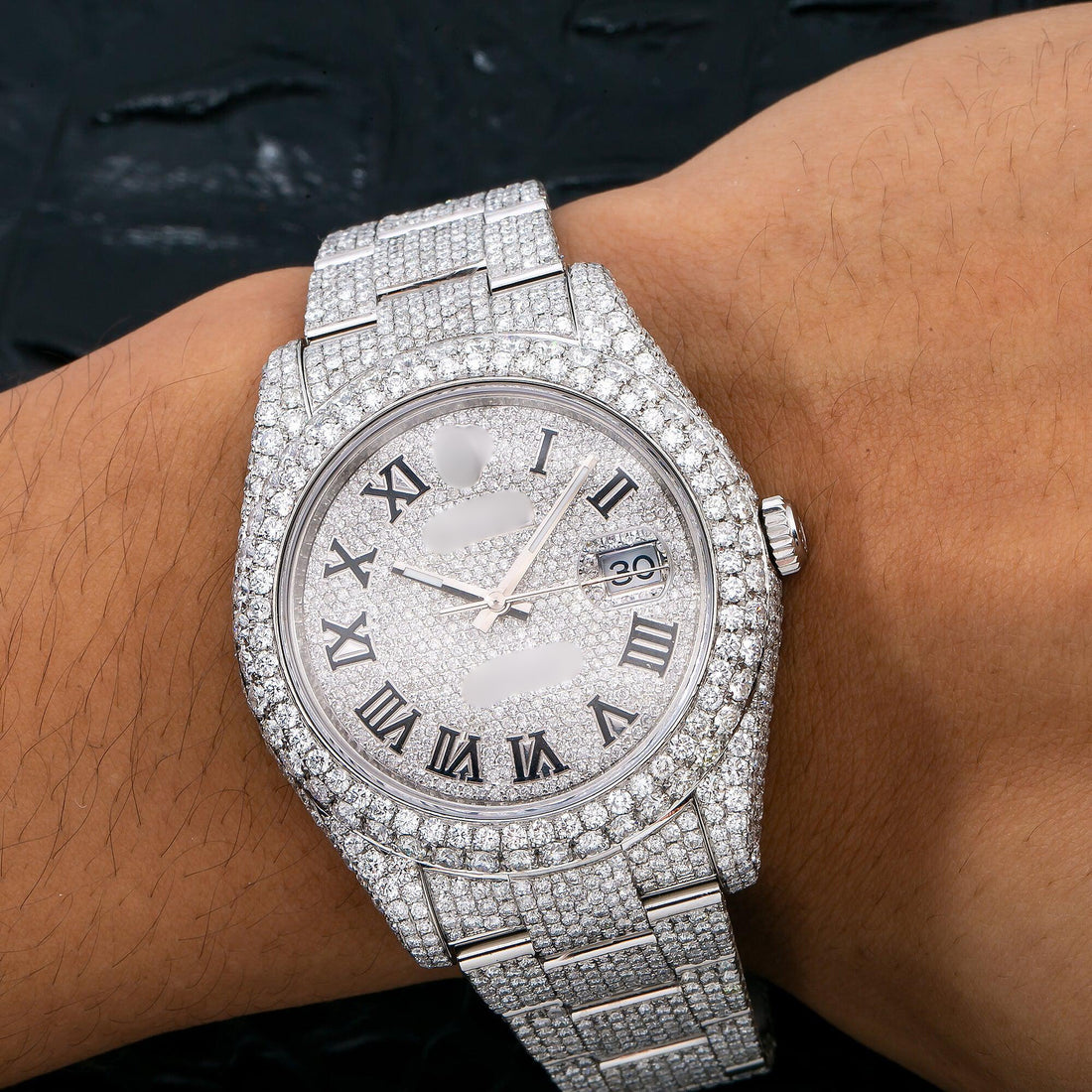 Icy Moissanite Watch for Men 41MM Silver Diamond Dial With Stainless Steel Oyster Bracelet