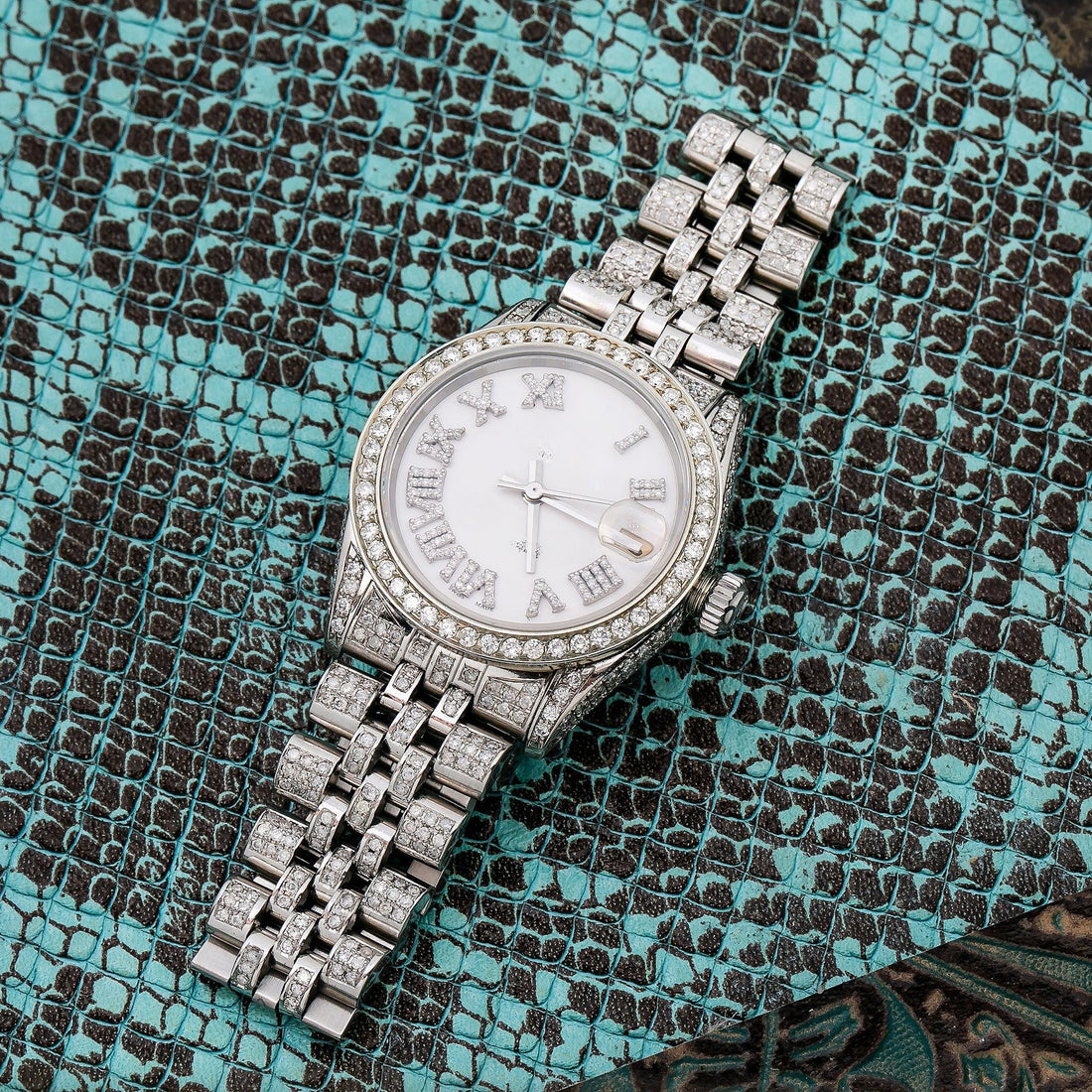 Custom Moissanite Diamond Watch 31MM White Diamond Dial With Stainless Steel Bracelet