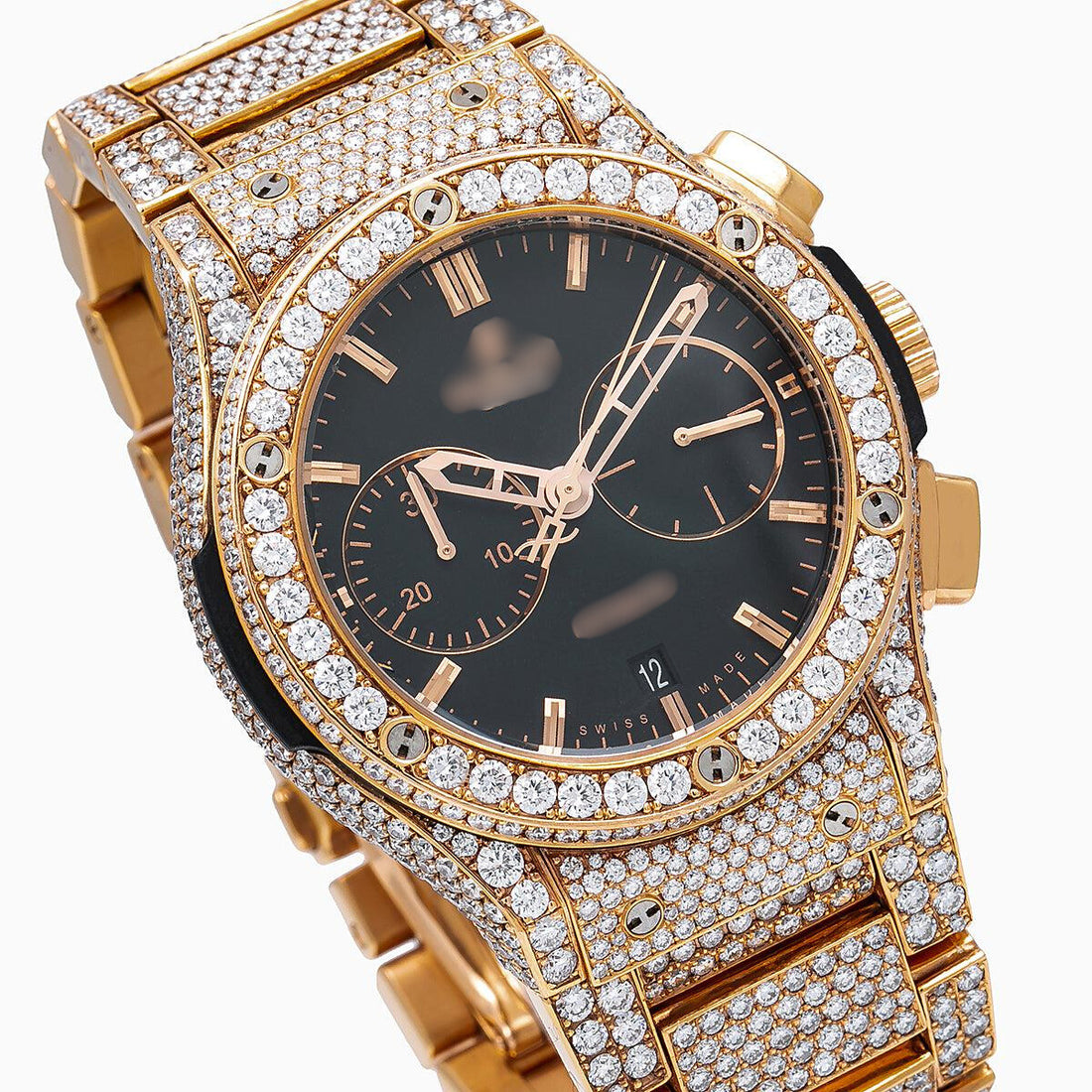Moissanite Masterpiece Watch  45MM Black Dial With 31.75 CT Diamonds