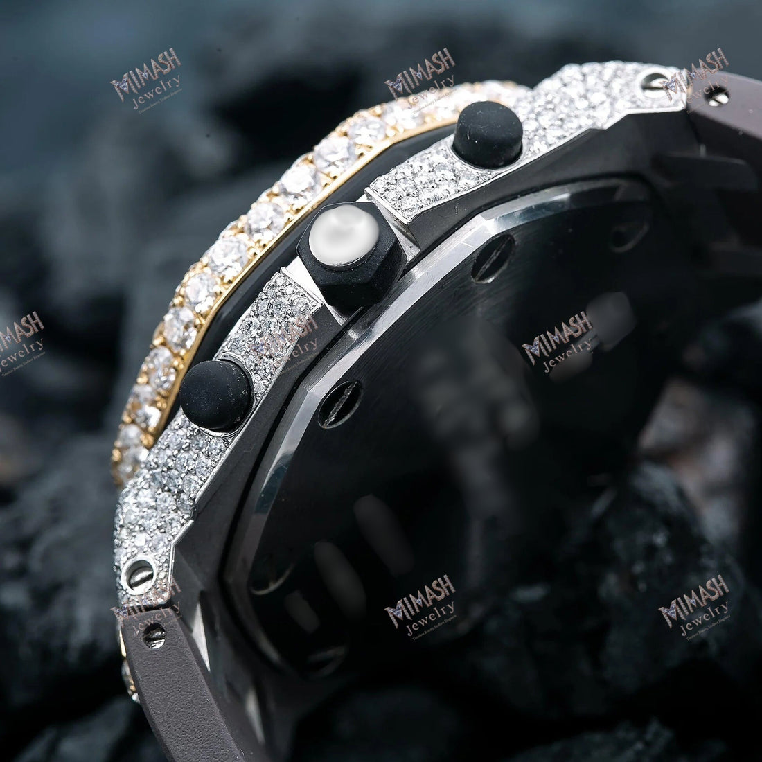 Fully Iced Moissanite Timepiece  42MM Champagne Diamond Dial With 15.75 CT Diamonds