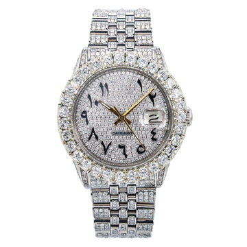 Full Stone Moissanite Diamond Watch 36MM Silver Diamond Dial With 8.75 CT Diamonds