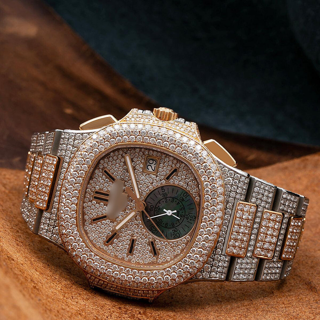 Gold Ice Watch 40.5MM Champagne Diamond Dial With 23.50 CT Diamonds