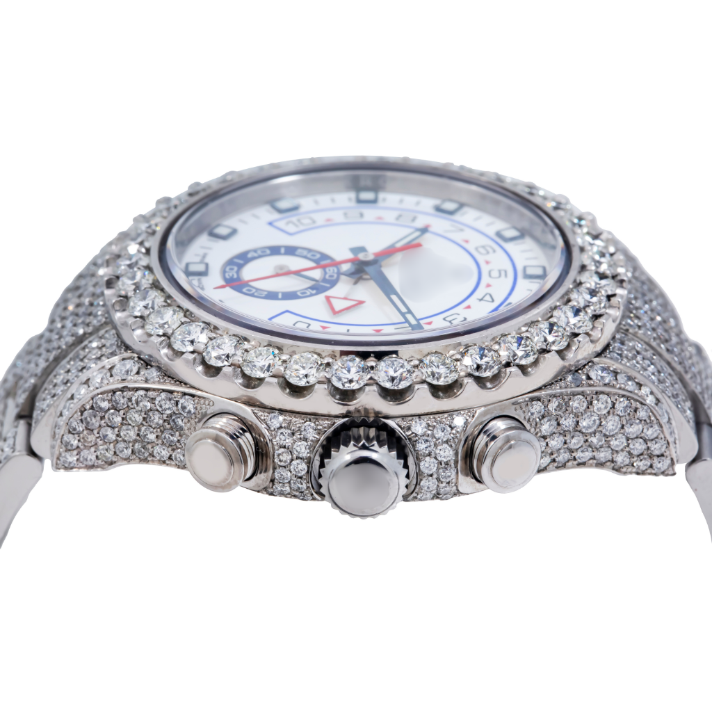 Elite Moissanite Timepiece 44MM White Dial And Diamond Bezel With Diamond Bracelet